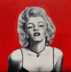 Marilyn Monroe s červeným pozadím - 1362 