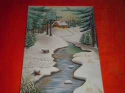 Potok v zimním lese - 1308 